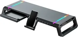【RGB Gaming Monitor Stand Lights 】The RGB lights on both sides of the computer screen stand for desk can switch...
