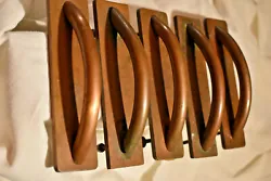 SUBDUED ELEGANT MODERNIST DESIGN WITH INDUSTRIAL FLAIR! FABULOUS SET OF 5 MODERNIST FURNITURE HANDLES MADE OF COPPER....