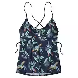 Tankini top with style and comfort. Small triangle cutout at the neckline allows water to flush.