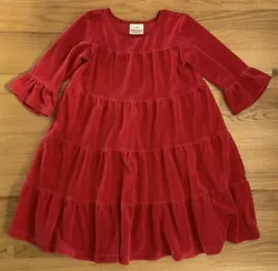 Hanna Andersson Party Dress - Red Velour.girlssize 120 (6-7). Excellent pre-owned condition - worn once....