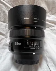 YONGNUO YN50mm F1.8N Auto Focus DX and FX Large Aperture Lens for Nikon Camera.....Good Condition, Lens Hood, Cap and...