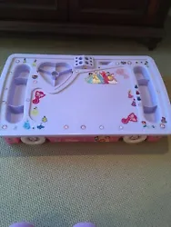 Disney Princess Art Organizer. Decorated with various Disney Princess stickers. It has wheels, so it can roll under...