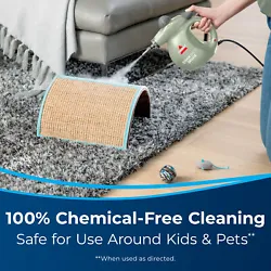 Steam Shot ™ Deluxe uses only water to clean, giving you a 100% chemical-free clean, so its safe to use around kids...