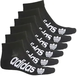 Adidas Mens Originals Forum Low Cut Socks 6 Pair Black Size 6-12.