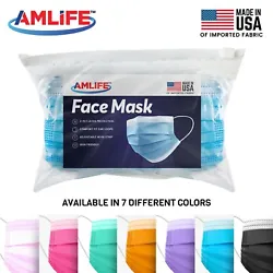Made in USA Disposable Face Mask 3-Ply Daily Wear Face Covering Masks. Disposable Single-Use. Nose Bridge Strip -...