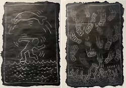 These are part of his subway platform drawings. 2 Keith Haring DRAWINGS ON PAPER. drawing paper is apx.