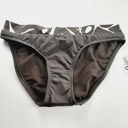 Jag bikini bottom in brown with brown/white print waistband. Size Small.