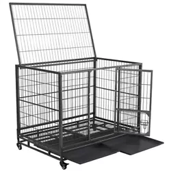 Good mobility: This large dog crate features four 360-degree industrial casters to guarantee the smooth, convenient and...
