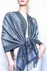 Border Pattern Thicker Pashmina. A luxurious pashmina is the perfect fashion accessory for any season.