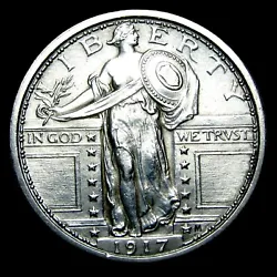 This is a 1917 Type 1 Standing Liberty Quarter. You will receive the exact coin or coins in the photos.
