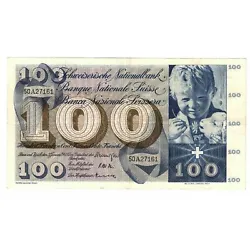100 Francs Type 1956-73, 21 Janvier 1961, Alphabet 51G, Pick 49g (Billets>Etrangers>Suisse).