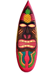 PINEAPPLE TIKI MAN SURFBOARD SIGNHAND CARVED & HAND PAINTED OUT OF WOODVERY BRIGHT COLORSAPPROX 24”” TALL 10”...