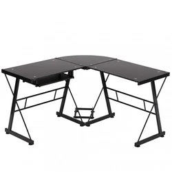 The L-shape provides a corner wedge for more space and the design creates a look that is both attractive and simple.