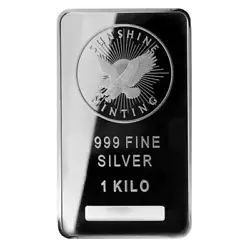 Struck by the Sunshine Mint this bar is made from. 999 fine silver and has a weight of 1 kilogram. US Silver Bullion....