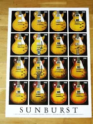 Cette vente aux enchères est une affiche extrêmement rare 100% originale de guitares Sunburst Gibson Les Paul...