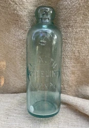 Antique L Auth Wheeling WV Aqua Hutchinson Soda Bottle White Glass Inclusion