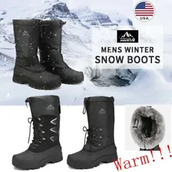 Heel height: 1 in; Shaft: 9.45 in; Boot opening: 17.52 in. Snow boots with a protective toe cap, the non-slip outsole...
