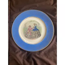 Vintage blue Century by Salem 23 Karat gold plate two women 10-3/4
