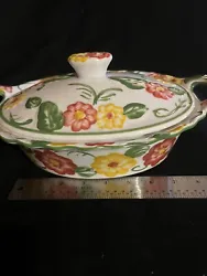 Temptations By Tara Red & Yellow Floral Oval Casserole Dish With Lid. Beautiful casserole dish in wonderful shape!