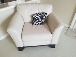 leather chair, ivory, oversized.
