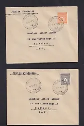 Voici 4 lettres de 1944 avec des timbres Arc de triomphe libération de France. Timbres parfaits. Forte côte. Voir les...
