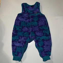 Vintage Patagonia Print Fleece Overall One-Piece Toddler M Baby Purple Teal approximate 12m. See photos of measurements...
