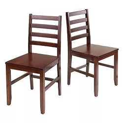 This High Back Wood Chair with 4 ladder back slats add elegance and comfort to your dining room. This ladder back chair...