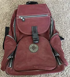 Kipling Rolling Backpack Sanaa Wheeled Carry On Luggage Laptop Bag Maroon Red. Good pre owned condition, lightly stains...