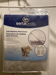 Serta Sertapedic Crib Mattress Pad Cover With Nanotex Quilted Waterproof.... Sold as is new with pictures detailing...