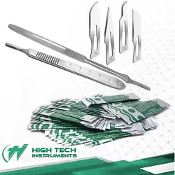 1 STAINLESS STEEL SCALPEL HANDLE #7. 1 STAINLESS STEEL SCALPEL HANDLE #3. The disposable scalpel blades are sterilized...