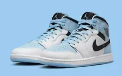 SHOE NAME: Nike Air Jordan 1 Mid SE STYLE NUMBER: DV1308-104 (Mens) or DV1377-104 (GS) COLOR: Ice Blue, White, Black US...