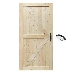 Unfinished Barn Door is Made of 100% Natural Spruce. Surface is unfinished and ready to be stained. Unfinished door can...