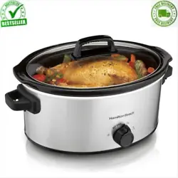 It will hold a 6 lb. chicken or a 4 lb. roast and serves 7+ people. The removable stoneware crock and glass lid are...
