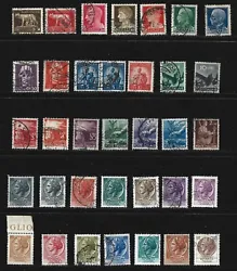9 timbres de 1929 - Série Impériale. ITALIE - Lot de 35 timbres oblitérés - 12 timbres de 1945 - Démocratie. - 14...