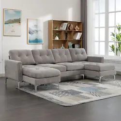 L-shaped Sofa with Movable Ottoman -- The ottoman is independently designed, and its position and function can be...