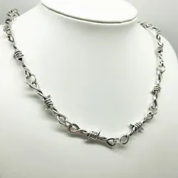 Silver Barbed Wire Pendant Necklace. Type: Necklace. Color: Silver.