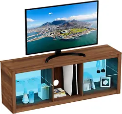 The TV cabinet has great stability and durability, with total weight capacity 220 lbs.