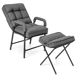Color: Grey  Materials: Metal, Linen Fabric, Sponge, PP Cotton  Dimension of Chair: 20.5