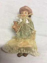 Vintage Ceramic Doll , Ornament. Condition is Used. Shipped with USPS First Class Package. B6/100