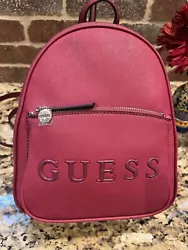 NEW GUESS Womens Rodney Orchid Red Large Logo Small Backpack Bag Handbag Purse. Classic Guess style inside with logo...