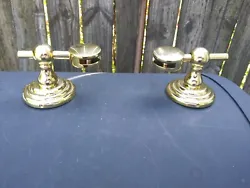 THIS IS FOR 1 PAIR OF BRASS GLASS SHELF BRACKETS ONLY,  NEW CONDITION, COMES WITH HARDWARE FOR MOUNTING, GLASS SHELF...