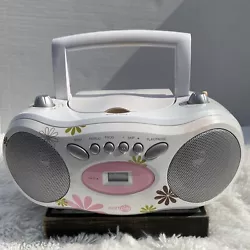 Next Play CD Player Boombox AM FM Radio White with Pink Flowers Vintage Boombox. NO AC ADAPTER. Recently tested and no...