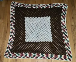 HANDMADE VINTAGE CROCHETED AFAGAN THROW BLANKET APPROXIMATELY 38/37.