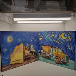 Rich Janney Prints On Canvas Cat Dozer And Cement Mixer Man Cave Office Van Gogh. These bright and cheerful Van Gogh...