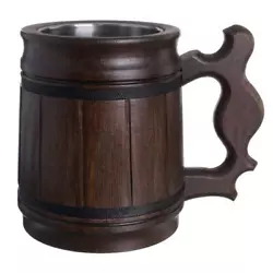Capacity: 10 ounces (0.3 liters). Handmade wood mug accomplished in a dark brown color.