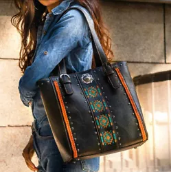 Concealed Carry: A zippered pocket on the back to conceal the handgun. An open pocket on the back. Embroidered Aztec...