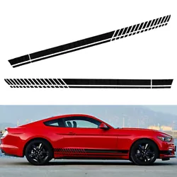 (Pair Black Side Door Fender Skirt Apron Racing Stripes Decal Sticker Vinyl Fit for Ford Mustang. Item included: 1 x...