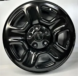 THIS IS FOR ONE POWDER COATED BLACK STEEL WHEEL 16X7 5X5 BOLT PATTERN FITS 2007-2018 JEEP WRANGLER FIVE SPOKE STYLE...