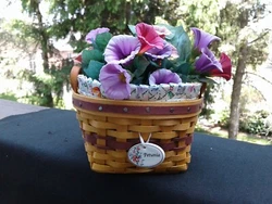 Longaberger Collectors Club May Series Miniature Petunia Basket Combo.  Includes Basket,  Liner, Protector, Tie on and...