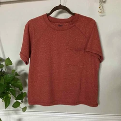 Madewell Make Weekends Longer line. Heather red with pocket. Soft, warm material. Short sleeve. Size extra small.